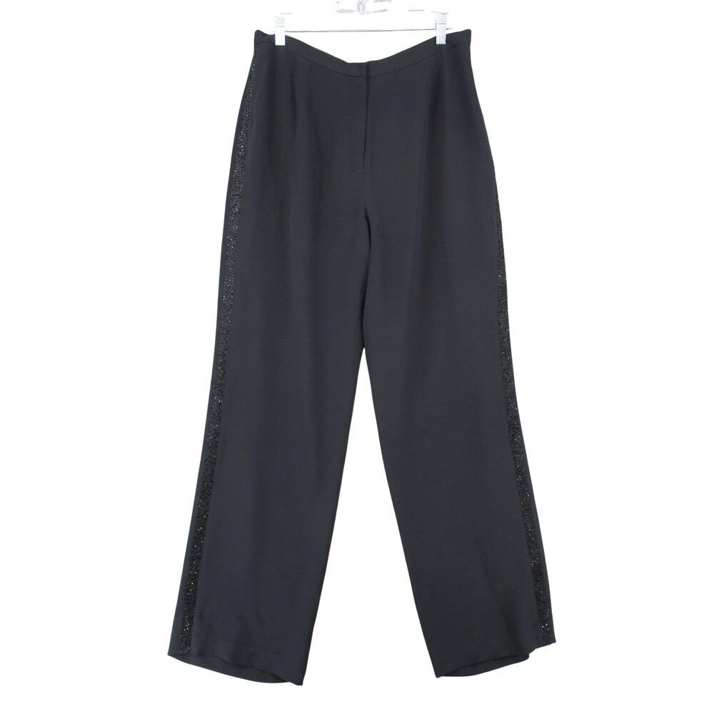 Vintage Bloomingdales Women's Silk Beaded Tuxedo Stripe Dress Pant, Size 8, EUC